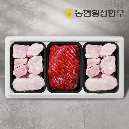 농협 [농협횡성한우] 사골 700g x 2팩 + 1등급 국거리 500g, 1