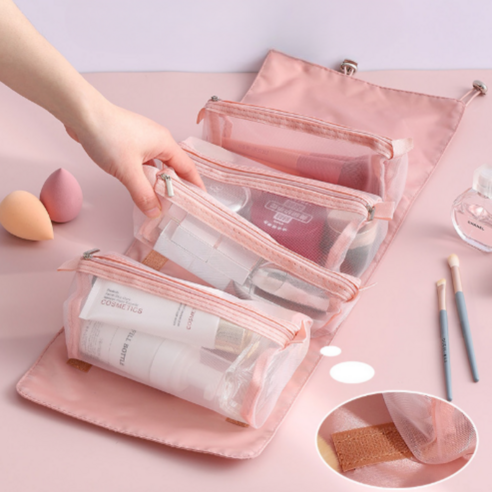 휴대용이고 다기능적인 픽스퍼스 여행용 방수 탈부착 메쉬 화장품 파우치로 여행을 더욱 편리하게 만드세요.
