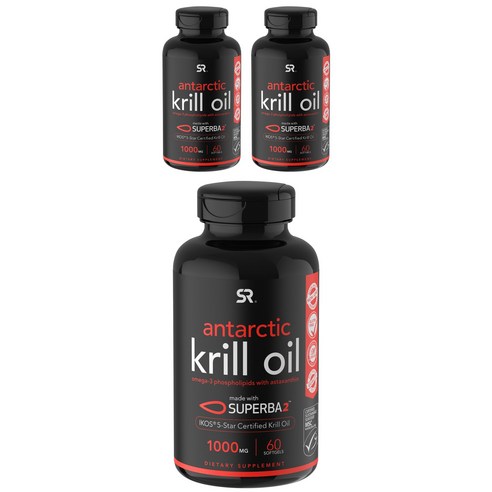 스포츠리서치 슈퍼바2 앤타크틱 크릴 오일 1000mg 아스타크산틴 포함 소프트젤, 60개입, 3개