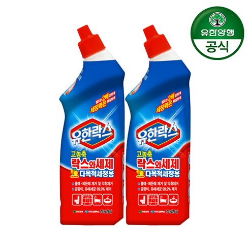 유한락스 멀티액션 락스와세제 고농축 다목적세정용, 2개, 755ml