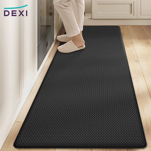 DEXI 쿠션 싱크대 방수 PVC 주방매트, 블랙