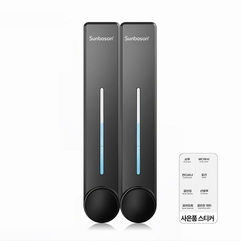 무타공 욕실 디스펜서 물비누 샴푸 바디워시 호텔 펜션 벽걸이형 2구, 1개, 블랙 2구