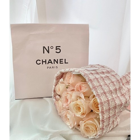 디플라워샵 트위드 생화 장미 꽃다발 Rose N'5 핑크트위드꽃다발