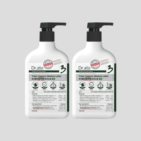 닥터아토 트리플 보습 히알루론 모이스춰 로션 267ml 2개, 0.267l / 기본 닥터아토로션 닥터아토 트리플 보습 히알루론 모이스춰 로션 267ml 2개, 0.267l / 기본 닥터아토로션