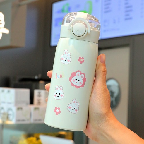 ZZJJC 아이디어 보온병 아이디어 텀블러 아웃도어 보온병, 네 마리 토끼, 360ml