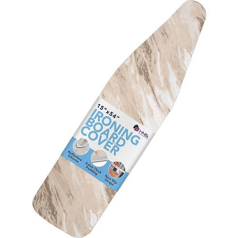 HOLDN' STORAGE 다리미판 커버 및 패드 - 패딩 처리된 38.1cm x 137.2cm(15인치 54인치) 라지 모든 표준 사이즈에 적합 테이블 탑용 열 반사 아이언 패드, Beige Marble