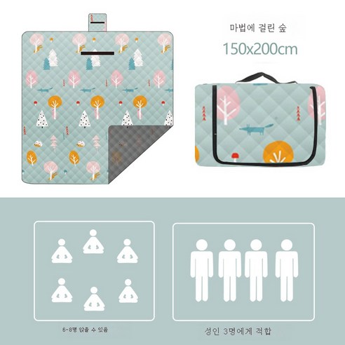DFMWI.피크닉 매트.Picnic mat.--봄나들이 피크닉 매트 방습 매트 아웃도어 매트 휴대용 방수 피크닉 평 피크닉 인스풍, 초음파 만화 숲 2 × 1.5 M