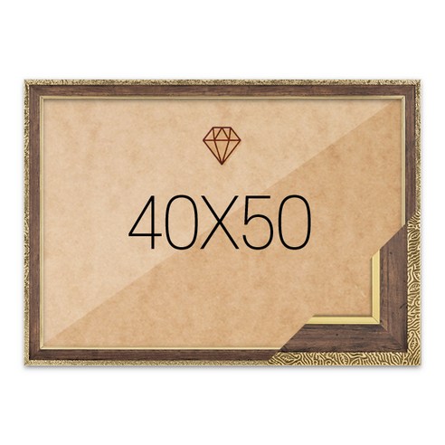 보석십자수 패브릭형 액자 40x50 고급형 댄디실버 (아크릴 보호필름-스티커판 포함), 슬림 앤틱 월넛