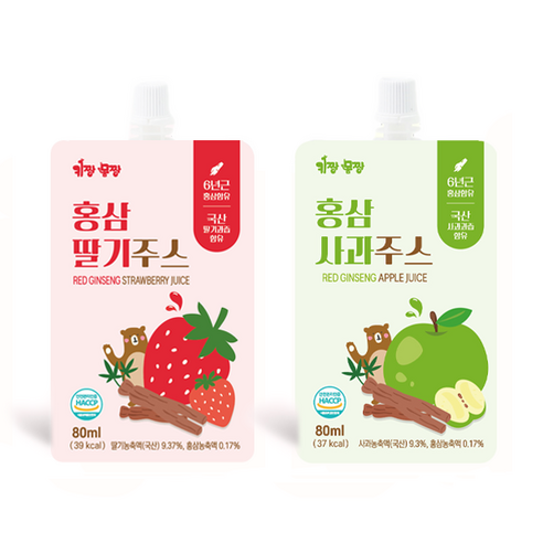 키짱몸짱 무설탕 어린이홍삼 과일주스 80ml, 1. 딸기맛 7개입