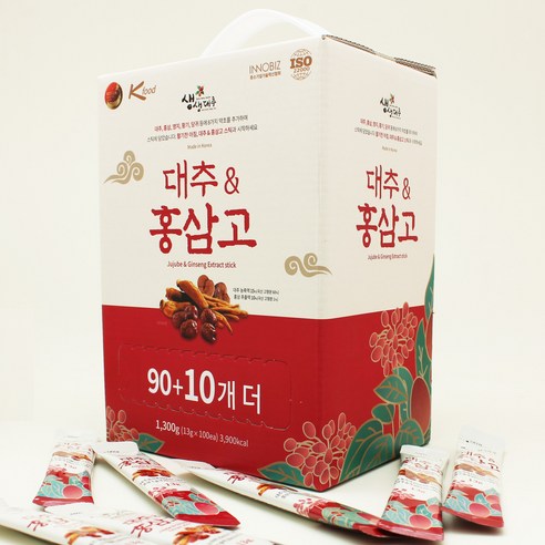 생생 홍삼고 대추 활기력 효능 농축 진액 데일리 스틱 100개 선물 박스, 13ml