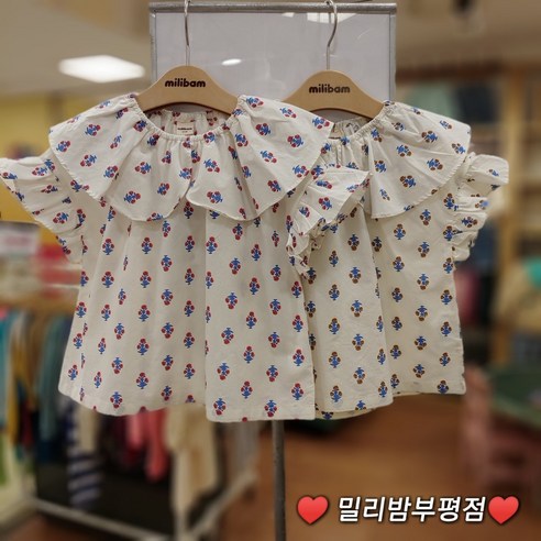 밀리밤 부평점 23NEW 잔잔한 꽃송이가 예쁜 에리 블라우스~소매 라인 프릴이 귀염 귀염해요
