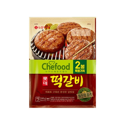 롯데 chefood 떡갈비, 245g, 2개