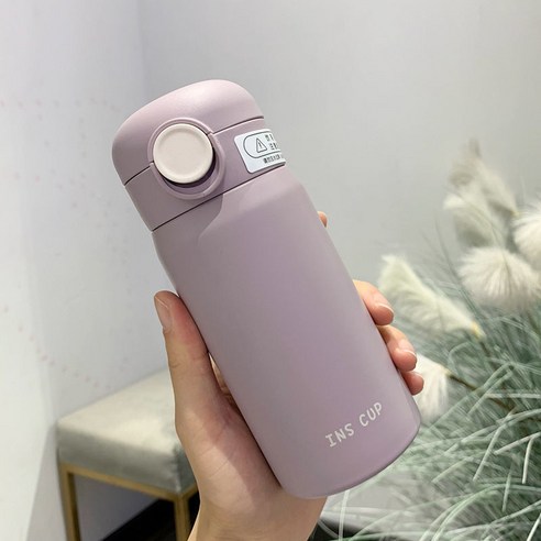 따뜻한 물 컵 학생 귀여운, 350ml, 작은 q 보온병 컵 보라색