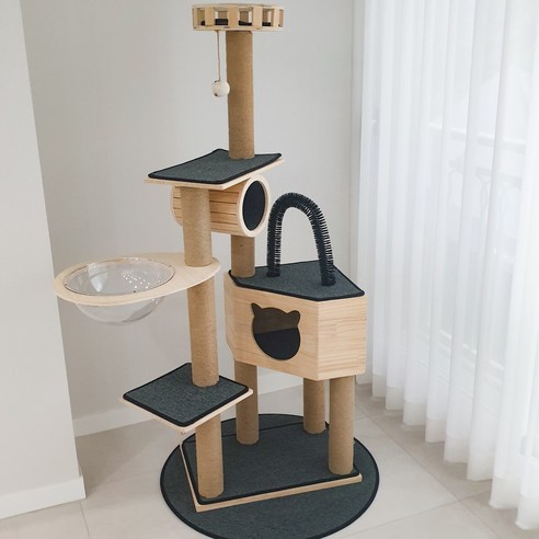 가르르 원목 우주선 캣타워 투명해먹 DIY, 1set, 그린