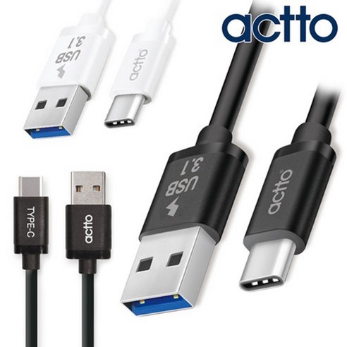 안드로이드오토 USB 3.1 Gen2 C타입 고속 충전 데이터 케이블, 화이트, 1개