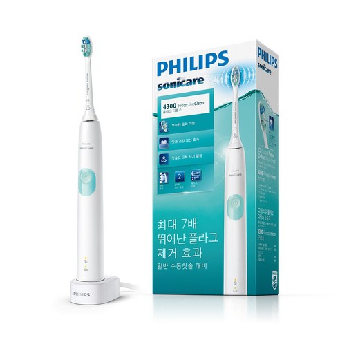 필립스 소닉케어 프로텍티브클린 4300 전동칫솔, HX6807/06, 화이트 + 민트, 1개