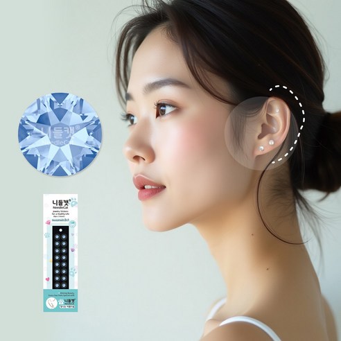 니들캣 엣지 쥬얼리 귀지압패치 귀 혈자리 이혈 기석 지압 스티커, 라이트사파이어_M(3.0mm), 1세트