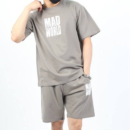 콘피아르 매드월드 프린팅 반팔 반바지 세트 TCSU11