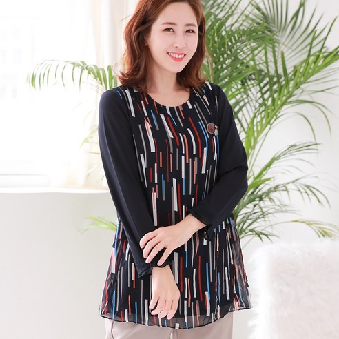 엄마옷 백합사 이중쉬폰 레인보우 나팔소매 블라우스[D8188167] 40대 50대 중년여성의류 여성용 마담 미시