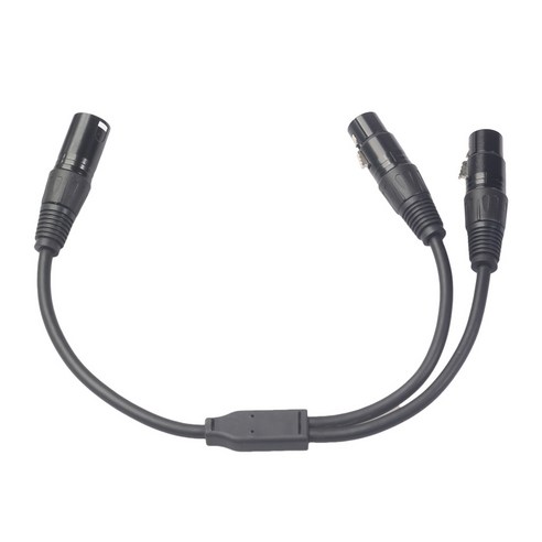 Ursmart XLR 3pin 1 MALE 플러그-2 FEMALE 듀얼 잭 Y 분배기 Mic 케이블 어댑터, 30cm, 블랙, 아크릴로 니트릴 부타디엔 스티렌 플라스틱