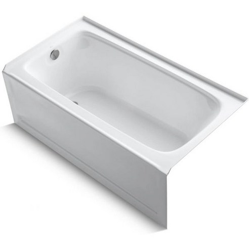 KOHLER K20202RA 언더스코어 직사각형 60인치 x 32인치 알코브 목욕 앞치마 일체형 플랜지 및 오른손 배수구 화이트, White