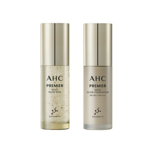 [ 홈쇼핑 동일 ] AHC 프리미어 골드 글로우 물광 파운데이션 30ml+메이크업 베이스 30ml, AHC 골드 파운데이션+메이크업 베이스, 30ml, 1개