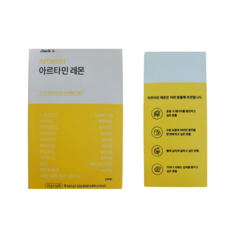 체크오 아르타민 레몬 5박스 10주분 마시는 아르기닌+비타민 보틀1개