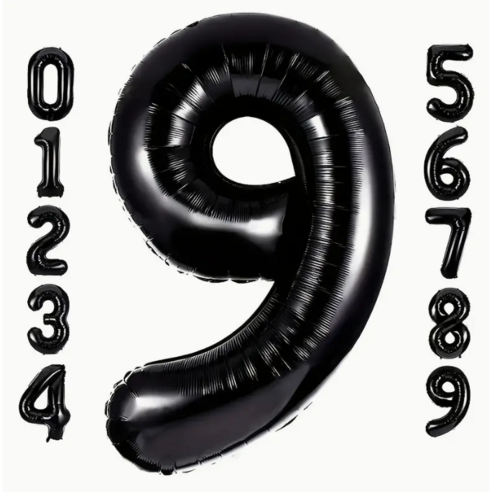 봉스 숫자 풍선 블랙 대형 40인치 100cm, 숫자9, 1개