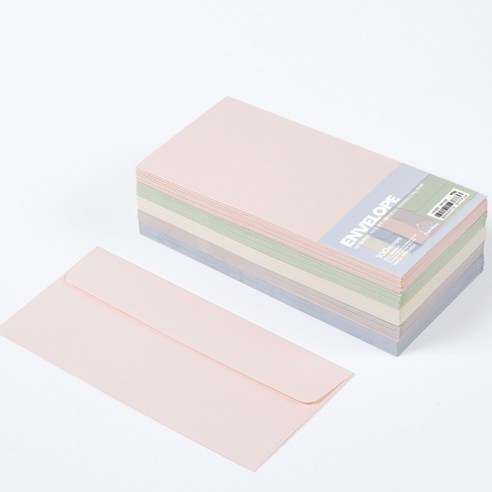 PaperPhant 하이퀄리티지 가로형 봉투, 5컬러 엠보싱 색지(레이드) 90g 100매