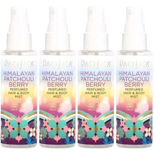 퍼시피카 히말라얀 파촐리 베리 퍼퓸드 헤어 & 바디 미스트 비건, 4개, 59ml