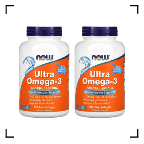 나우푸드 울트라 오메가3 피쉬 오일 1000mg 500 EPA 250 DHA 소프트젤 180정 2개, 180정, 2개