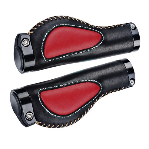 YSSHOP 1 쌍 자전거 핸들 바 그립 인체 공학적 미끄럼 방지 MTB 도로 자전거, 136×43mm, 가죽, 빨간색