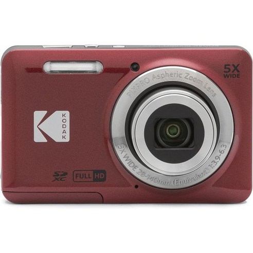 KODAK 디지털 포인트샷 카메라 포인트슛 광학 줌 (코닥) PIXPRO 사용하기 편리 FZ55-RD16MP 디지털카메라 5배줌 광각 28mm 2.7인치 액정화면(레드), KODAK 디지털 포인트샷 카메라 포인트슛 광학 줌 (