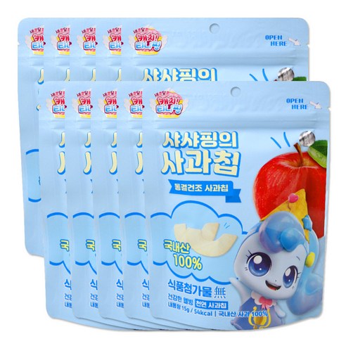 캐치티니핑 하츄핑의 딸기칩 꾸래핑의 사과칩 나나핑의 배칩 15g, 꾸래핑 사과칩, 10개