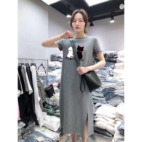 사계절용 루즈핏 여성 반팔원피스