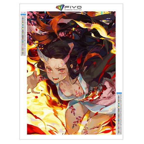 다이어몬드십자수 귀멸의칼날 네즈코 탄지로 젠이츠 애니 캐릭터 보석십자수 구슬/비즈 DIY세트 12종, B_06, 30*40