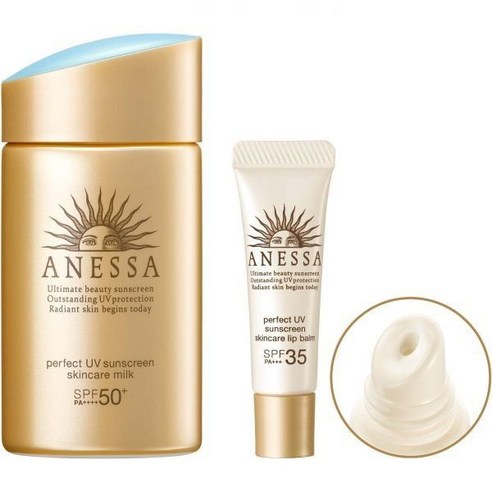 아넷사 퍼펙트 UV 선크림 밀크 60ml + 립크림 5g 세트, 60mL+5g, 한정품