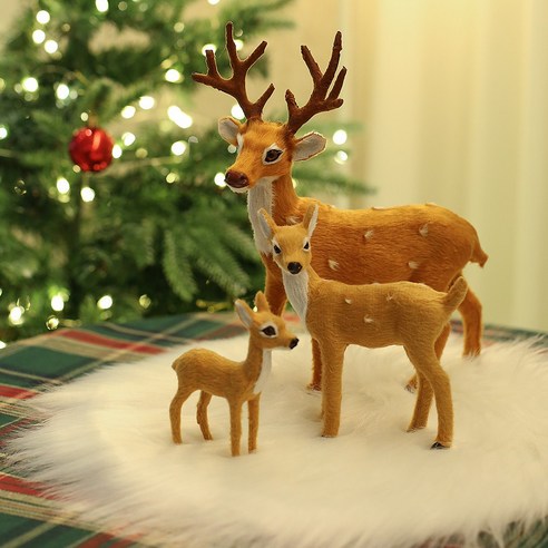 크리스마스 장식 소품 사슴 가족 + 원형러그