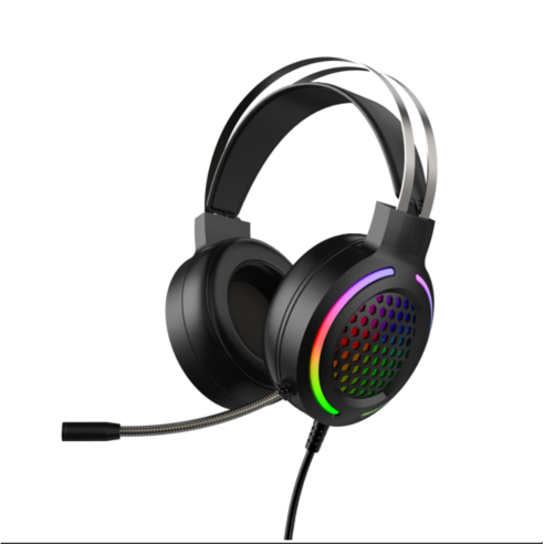 DHCX H500 펀칭 7.1RGB 게임발광이어폰 유선 USB 웹클래스 헤드셋, DHCX 일반세트 늑대사냥꾼 H500-블랙3.5+7.1