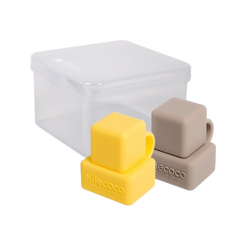 실리콘 큐브 토퍼 2P 세트, Gray+Yellow, 1세트