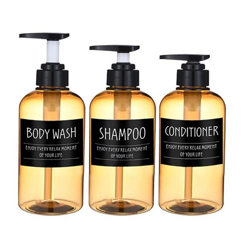 3Pc 포밍 비누 디스펜서 로션 샴푸 펌프 병, 옐로우-BL 태그-300ml, 500 300ml, PET 플라스틱