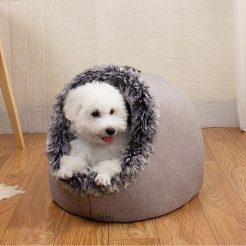 고양이 강아지 쿠션 워머 겨울 숨숨 하우스 터널 동굴집, 브라운, 1개