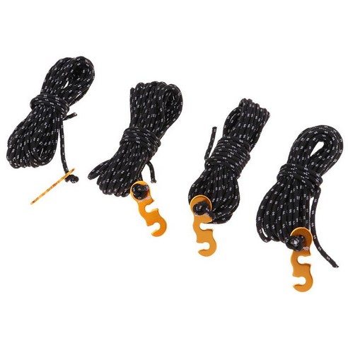 4pcs 반사 나일론 코드 캠핑 텐트용 텐트 가이라인 로프 야외 포장 4m(형광색), 블랙, 설명