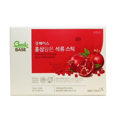 정관장 굿베이스 홍삼담은 석류 스틱 10ml*30포 석류와 홍삼을 한번에 면역력 피로개선, 300ml, 3개