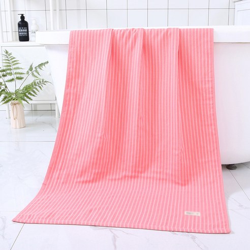 면 수건 두꺼운 줄무늬 목욕 수건 크리 에이 티브 긴 거품 수건 목욕 목욕 수건 사우나 목욕 수건, 분홍색, 70*140cm