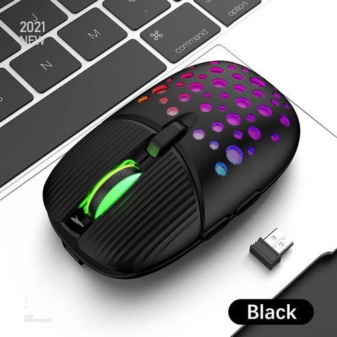 [시요] Macbook Xiaomi HP 컴퓨터 인체 공학적 매직 PC 게이머 자동 마우스 RGB 용 2.4G 무선 마우스 충전식 게임용 마우스 무선, black, 하나