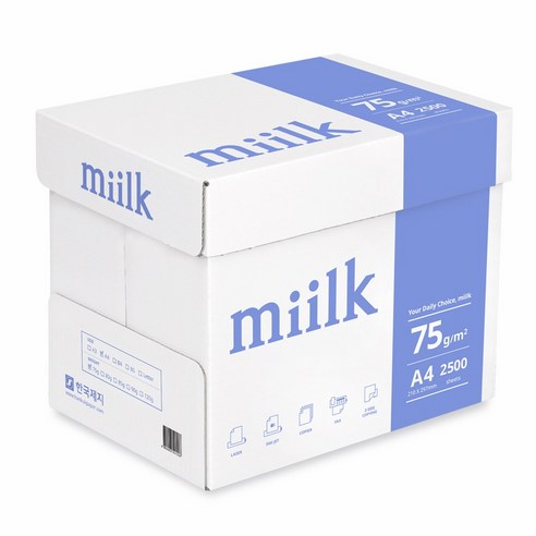 밀크 75g 1박스 2500매 복사용지 한국제지, A4