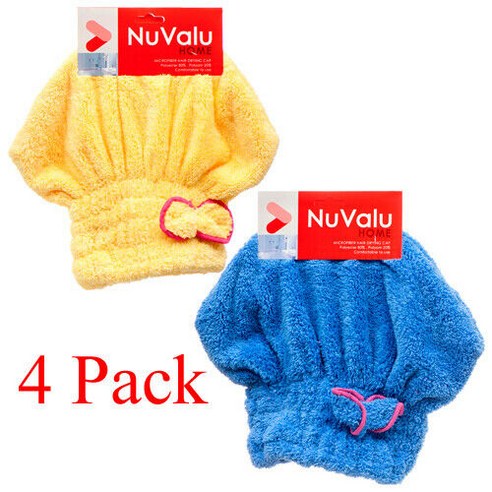 Nuvalu Microfiber Hair Drying Cap W / Asst Clrs (4-Pack) Bath Cheap Nuvalu 마이크로 화이버 헤어 드라이 캡 W / Ass, 하나