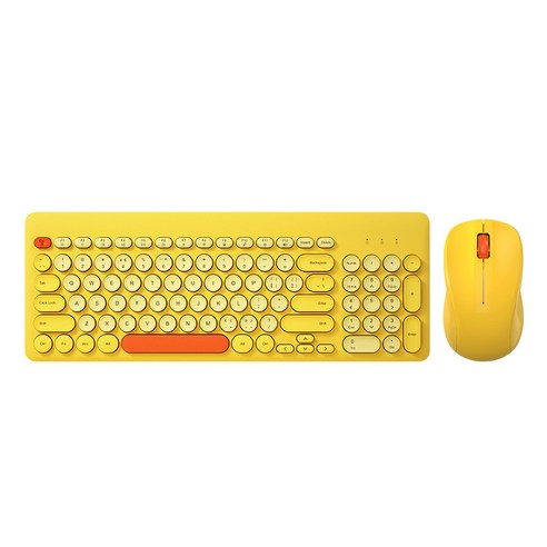 B.O.W 89 키 윈도우 / MAC 노란색 무선 키보드 및 마우스 라운드 캡 휴대용 키보드 및 USB 수신기와 마우스 1 세트, 하나, 보여진 바와 같이