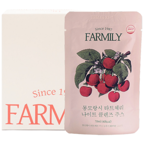 팜밀리 몽모랑시 타트체리 나이트 클렌즈 주스, 70ml, 4박스